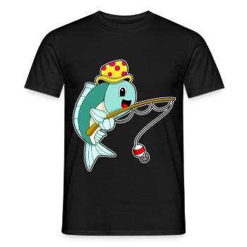 Fish Angler Fishing Rod Fishing - Men's T-Shirt - black - Front - AI Model Male 178 light (178cm)
