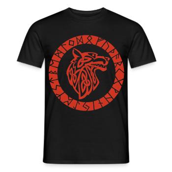 Wikinger-Emblem des Roten Wolfes - Männer T-Shirt - Schwarz - Vorne - AI Model Male 178 light (178cm)