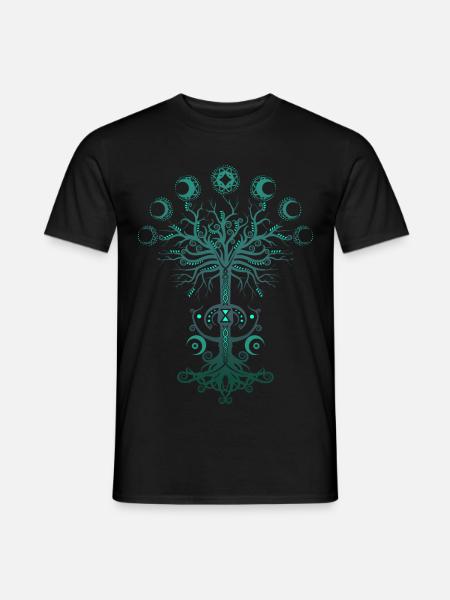 Ygdrassil Moon Phase Lebensbaum Occult Pagan - Männer T-Shirt - Schwarz