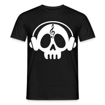 Tête de mort manga and music (white) - Men's T-Shirt - black - Front - AI Model Male 178 light (178cm)