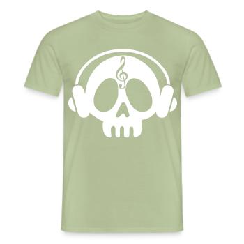 Tête de mort manga and music (white) - Men's T-Shirt - sage - Front - AI Model Male 178 light (178cm)