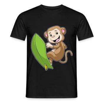 Affe Surfen Surfbrett Sommer - Männer T-Shirt - Schwarz - Vorne - AI Model Male 178 light (178cm)