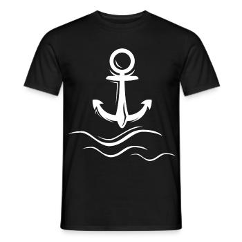waves anchor wave wave waves anchor logo icon - Men's T-Shirt - black - Front - AI Model Male 178 light (178cm)