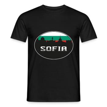 Sofia Bulgarien Skyline Silhouette bulgarische Flagge T - Männer T-Shirt - Schwarz - Vorne - AI Model Male 178 light (178cm)