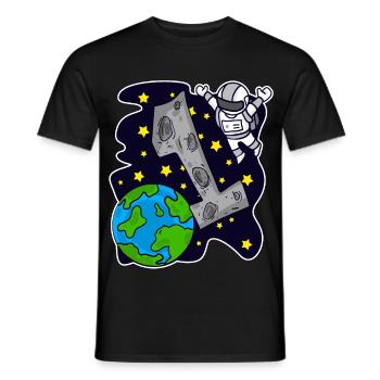1 anniversaire astronaute garçons Anniversaire d’enfant - T-shirt homme - noir - Devant - AI Model Male 178 light (178cm)