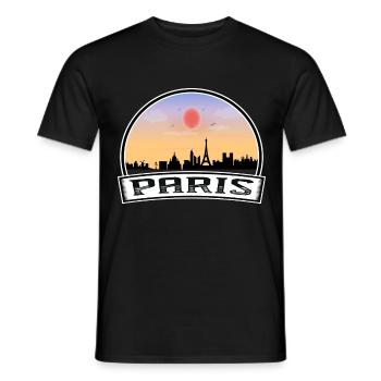 Paris France Skyline Vintage Sunset Travel Souveni - T-shirt homme - noir - Devant - AI Model Male 178 light (178cm)
