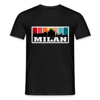 Milan Italy Travel Souvenir Skyline Silhouette Ita - Men's T-Shirt - black - Front - AI Model Male 178 light (178cm)