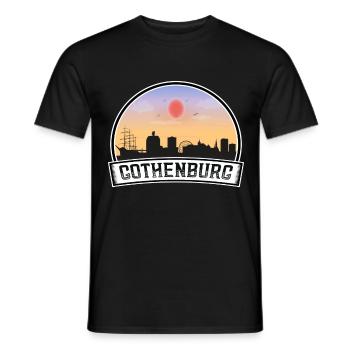 Gothenburg Sweden Skyline Vintage Sunset Travel So - Men's T-Shirt - black - Front - AI Model Male 178 light (178cm)