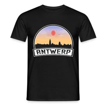 Anvers Belgique Skyline Vintage Sunset Voyage Souv - T-shirt homme - noir - Devant - AI Model Male 178 light (178cm)