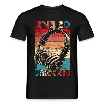 20. Geburtstag 20 Jahre Level 20 Unlocked Vintage - Männer T-Shirt - Schwarz - Vorne - AI Model Male 178 light (178cm)