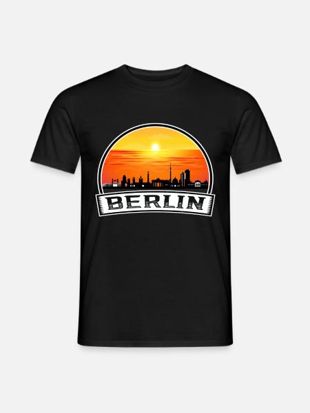 Berlin Deutschland Skyline Vintage Sonnenuntergang Reise Souve - Männer T-Shirt - Schwarz
