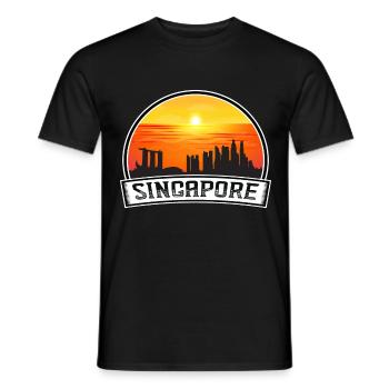 Singapour Singapour Skyline Vintage Sunset Voyage - T-shirt homme - noir - Devant - AI Model Male 178 light (178cm)