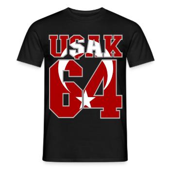 Usak 64 Drapeau de la Turquie - T-shirt homme - noir - Devant - AI Model Male 178 light (178cm)