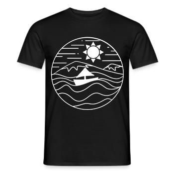 Hikers Hiking Mountain Mountains Sea Boat - Men's T-Shirt - black - Front - AI Model Male 178 light (178cm)