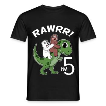 5 dinosaures dinosaures Dino 5ème anniversaire - T-shirt homme - noir - Devant - AI Model Male 178 light (178cm)