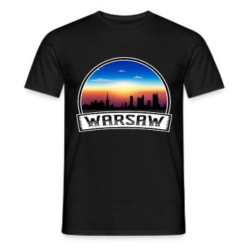 Varsovie Pologne Skyline Vintage Sunset Voyage Souven - T-shirt homme - noir - Devant - AI Model Male 178 light (178cm)