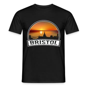 Bristol England Skyline Vintage Sunset Travel Souv - Men's T-Shirt - black - Front - AI Model Male 178 light (178cm)