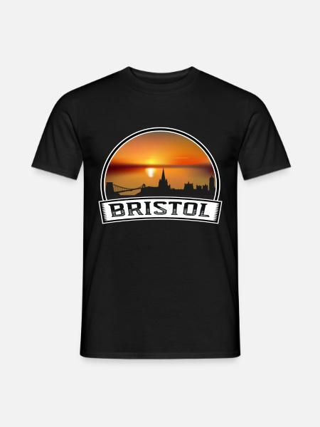 Bristol England Skyline Vintage Sonnenuntergang Reise Souv - Männer T-Shirt - Schwarz