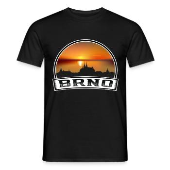 Brno Tschechien Skyline Vintage Sonnenuntergang Reise Souveni - Männer T-Shirt - Schwarz - Vorne - AI Model Male 178 light (178cm)