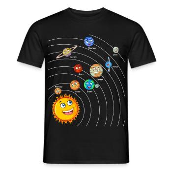 Système solaire - T-shirt homme - noir - Devant - AI Model Male 178 light (178cm)