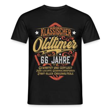 66. Geburtstag Oldtimer - Männer T-Shirt - Schwarz - Vorne - AI Model Male 178 light (178cm)