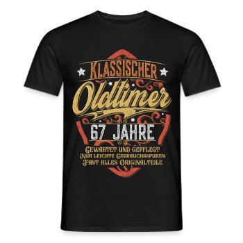 67. Geburtstag Oldtimer - Männer T-Shirt - Schwarz - Vorne - AI Model Male 178 light (178cm)