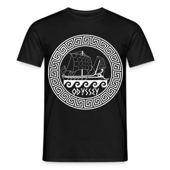 Symbol eines weißen griechischen Bootes - Männer T-Shirt - Schwarz - Vorne - AI Model Male 178 light (178cm)