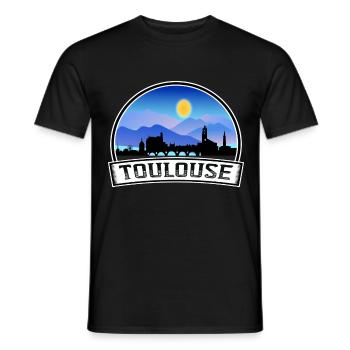 Toulouse Frankreich Skyline Vintage Sonnenuntergang Reise Souv - Männer T-Shirt - Schwarz - Vorne - AI Model Male 178 light (178cm)