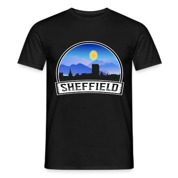 Sheffield England Skyline Vintage Sunset Travel So - Men's T-Shirt - black - Front - AI Model Male 178 light (178cm)