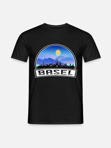 Basel Schweiz Skyline Vintage Sonnenuntergang Reisen So - Männer T-Shirt - Schwarz