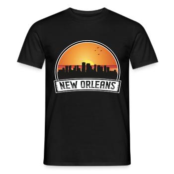 La Nouvelle-Orléans Louisiane USA Skyline Vintage Sunset T - T-shirt homme - noir - Devant - AI Model Male 178 light (178cm)