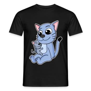 Katze Familie - Katze mit Baby - Katze - Männer T-Shirt - Schwarz - Vorne - AI Model Male 178 light (178cm)