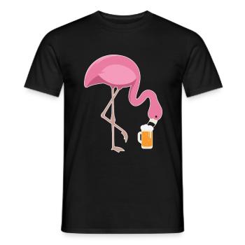 Flamingo Drinking Beer Pink Flamingo - Men's T-Shirt - black - Front - AI Model Male 178 light (178cm)