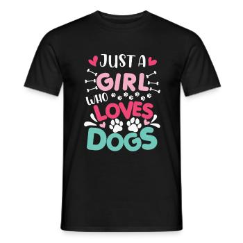 Just A Girl Who Love Dog Funny Dog Lover - Men's T-Shirt - black - Front - AI Model Male 178 light (178cm)