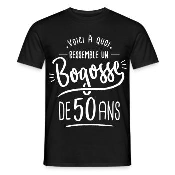 bogosse 50 ans cadeau humour anniversaire 50 ans - T-shirt homme - noir - Devant - AI Model Male 178 light (178cm)