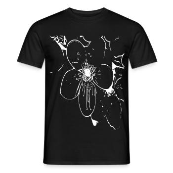 Abstract Flower / Line / Pattern / Nature / White - Men's T-Shirt - black - Front - AI Model Male 178 light (178cm)
