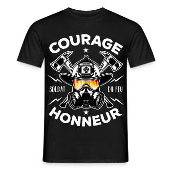 Soldat du feu Courage Honneur Cadeau Pompier - T-shirt homme - noir - Devant - AI Model Male 178 light (178cm)
