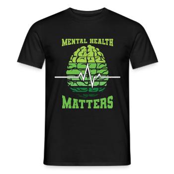 Mental Health Matters Green Brain - Men's T-Shirt - black - Front - AI Model Male 178 light (178cm)