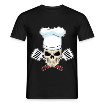 Totenkopf Koch Pfannenwender Kochen - Männer T-Shirt - Schwarz - Vorne - AI Model Male 178 light (178cm)