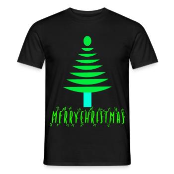 Neon Pine Christmas Tree - Men's T-Shirt - black - Front - AI Model Male 178 light (178cm)
