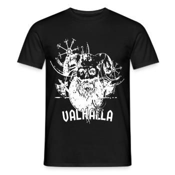 Bearded Viking skull in white - Men's T-Shirt - black - Front - AI Model Male 178 light (178cm)