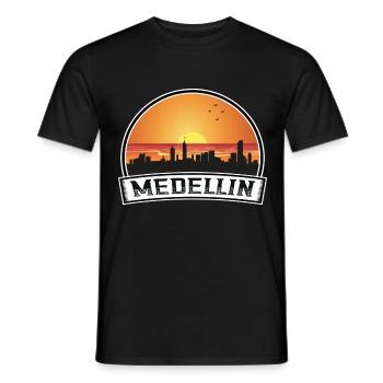 Medellin Colombie Skyline Vintage Sunset Travel So - T-shirt homme - noir - Devant - AI Model Male 178 light (178cm)