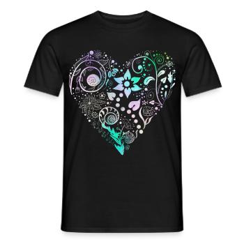 Blumenherz Pastelltraum - Männer T-Shirt - Schwarz - Vorne - AI Model Male 178 light (178cm)