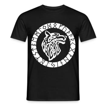 Wikinger-Emblem des Weißen Wolfes - Männer T-Shirt - Schwarz - Vorne - AI Model Male 178 light (178cm)