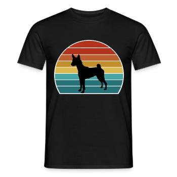 Basenji Hund Silhouette Vintage Sonnenuntergang für Hundeliebe - Männer T-Shirt - Schwarz - Vorne - AI Model Male 178 light (178cm)