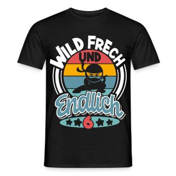 Ninja 6 Jahre Geburtstag Kinder - Männer T-Shirt - Schwarz - Vorne - AI Model Male 178 light (178cm)