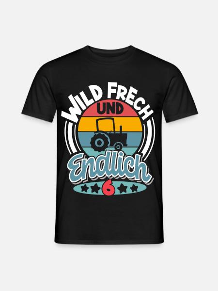 Traktor 6. Geburtstag Kinder - Männer T-Shirt - Schwarz
