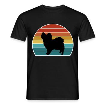Papillon Dog Silhouette Vintage Sunset pour Dog Lov - T-shirt homme - noir - Devant - AI Model Male 178 light (178cm)