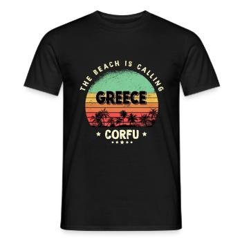 Corfou Grèce Beach Vintage Thaïlande - T-shirt homme - noir - Devant - AI Model Male 178 light (178cm)