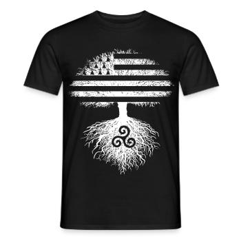 Tree Flag Brittany Gwenn ha Du Triskèle Breton - Men's T-Shirt - black - Front - AI Model Male 178 light (178cm)
